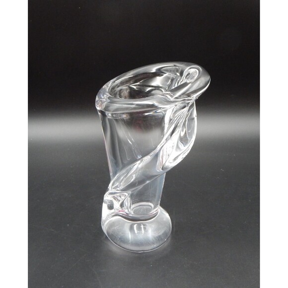 Vannes Cristal Crystal Calla Lily Vase Flower 7 Inch Clear Art Glass Signed - Picture 1 of 13